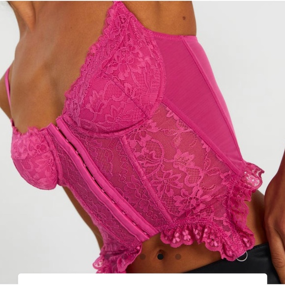 NWT Pink Lace Hook & Eye Garter Corset - Picture 3 of 6